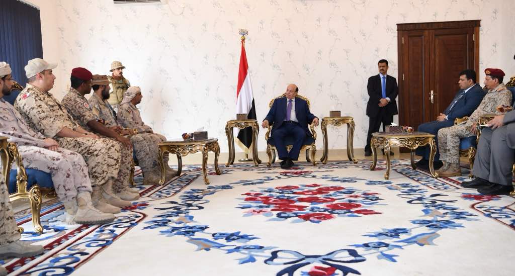هادي يستقبل قيادات التحالف العربي باليمن